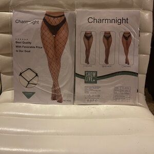 2 Pair Black Fishnet Stockings